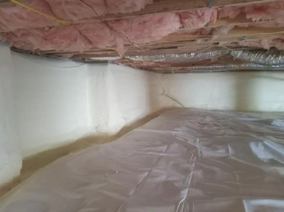 Crawl space encapsulation with closed-cell spray foam for Roof Leak Repair in East Milton